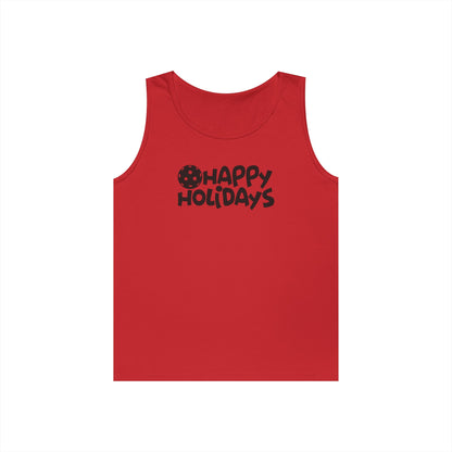 Women's Fun Pickleball Tank Top - Happy Holiday Red
