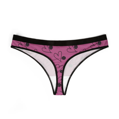 Women's Colorful Pickleball Thong - Heart and Ball