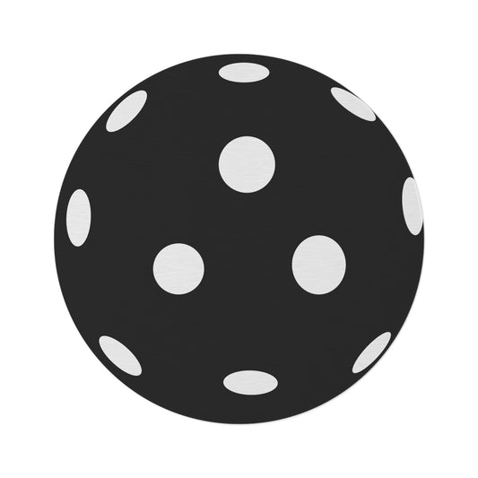 Pickleball Cute Round Rug - Pickleball Ball Black