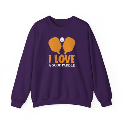 Men's Funny Pickleball Sweatshirt - I Love a Good Paddle Purple