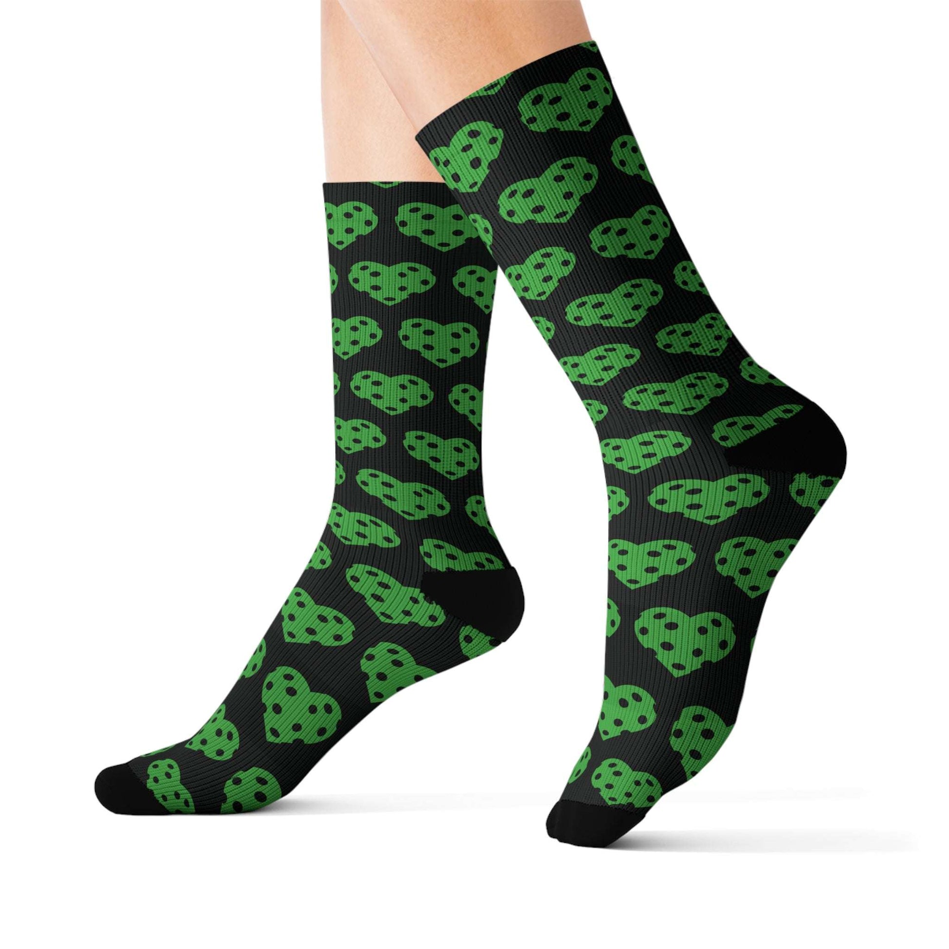Pickleball Funny Socks - Pickleball Heart Black