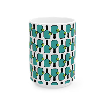 Pickleball Playful Mug - Paddle and Ball White