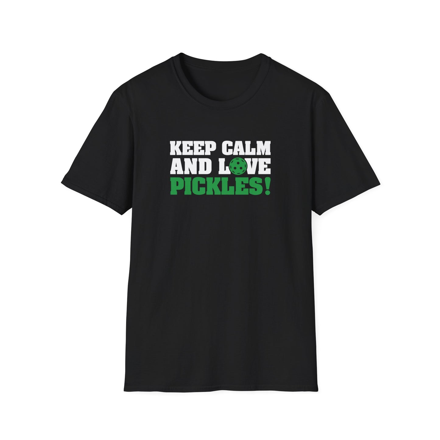 Men's Funny Pickleball T-shirt - Keep Calm and Love Pickles Black