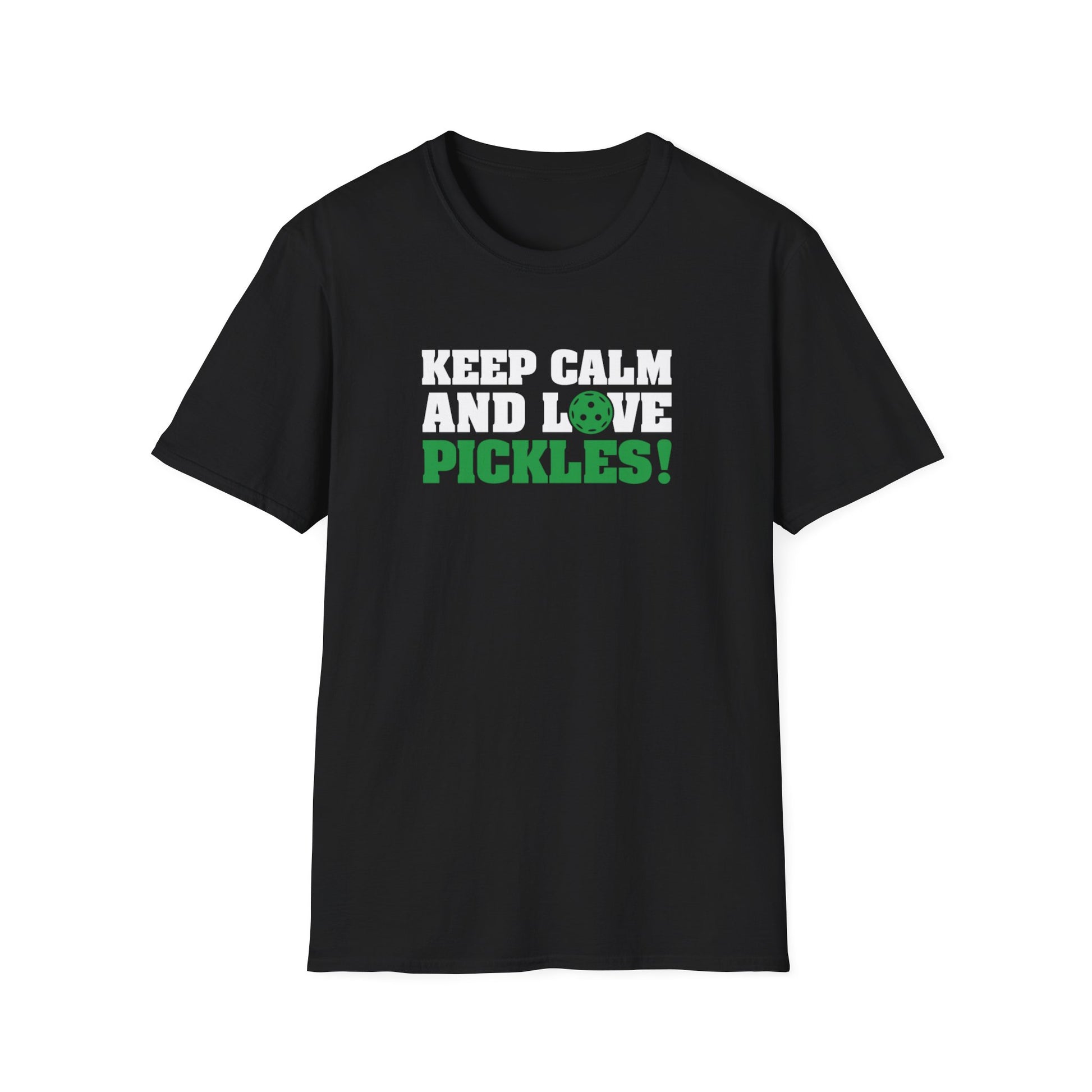 Men's Funny Pickleball T-shirt - Keep Calm and Love Pickles Black