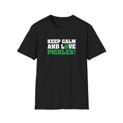 Men's Funny Pickleball T-shirt - Keep Calm and Love Pickles Black