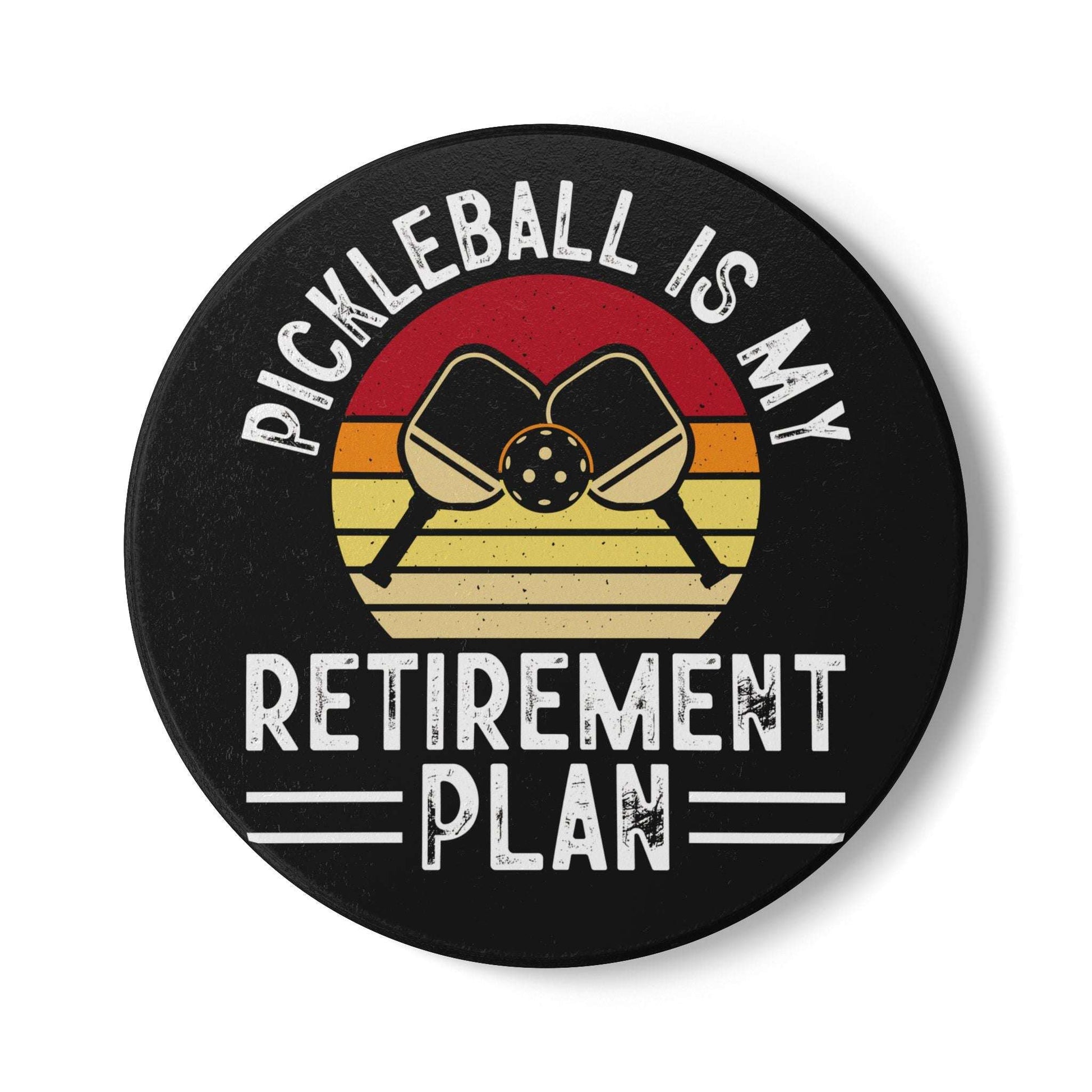 Pickleball Cool Ceramic Coaster - Pickleball Is My Retirement Plan Black