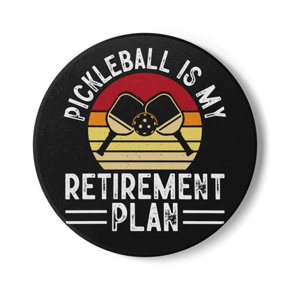 Pickleball Cool Ceramic Coaster - Pickleball Is My Retirement Plan Black