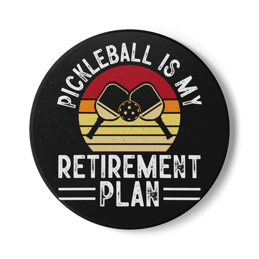 Pickleball Cool Ceramic Coaster - Pickleball Is My Retirement Plan Black