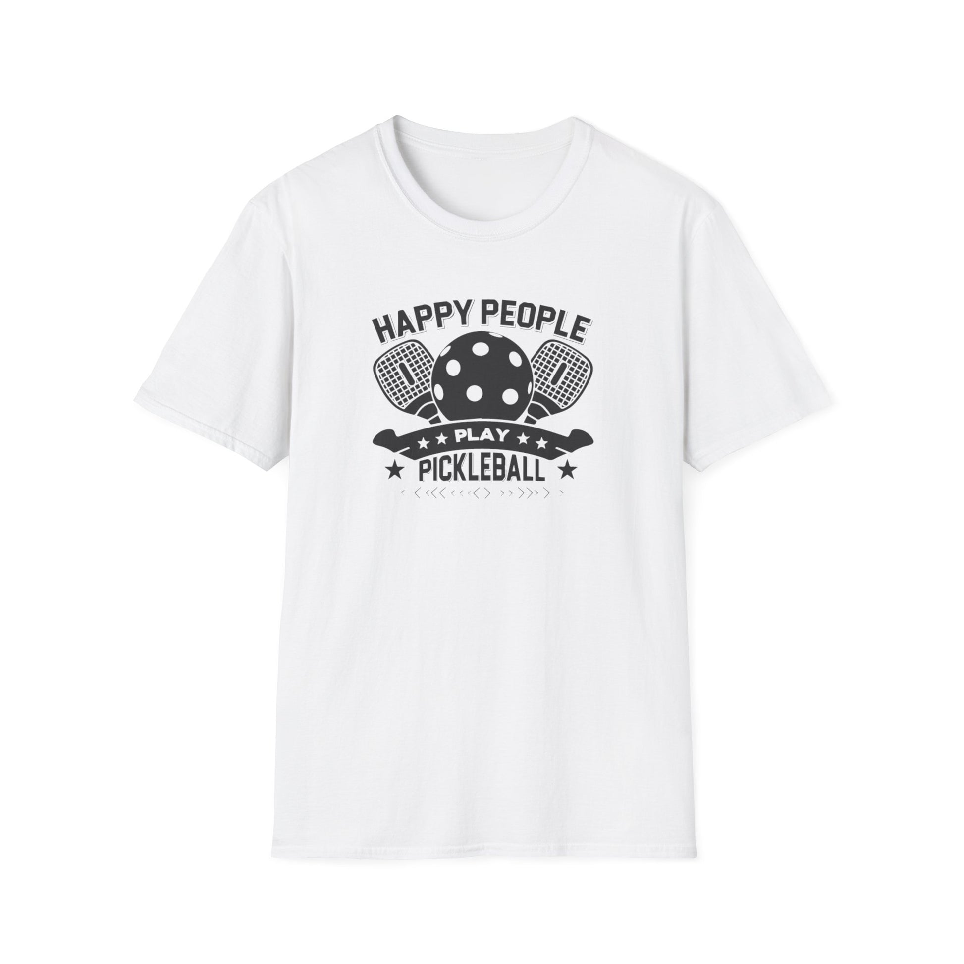 Men's Quirky Pickleball T-shirt - Happy People Play Pickleball White