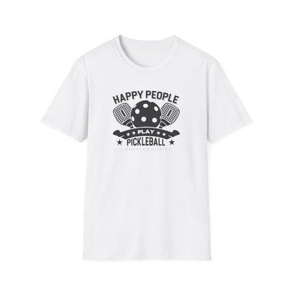 Men's Quirky Pickleball T-shirt - Happy People Play Pickleball White