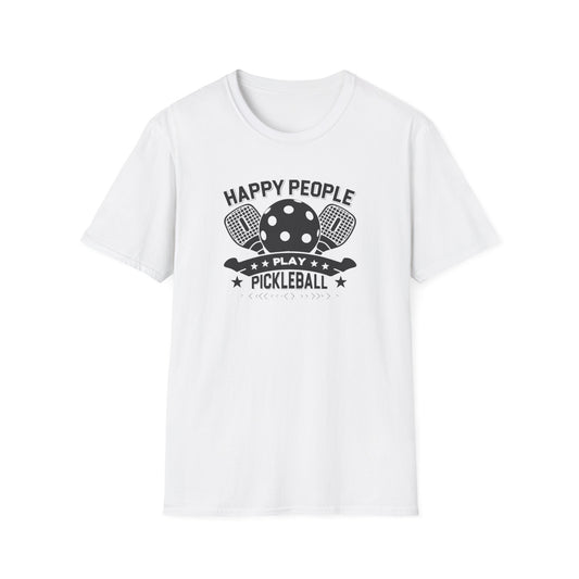 Men's Quirky Pickleball T-shirt - Happy People Play Pickleball White