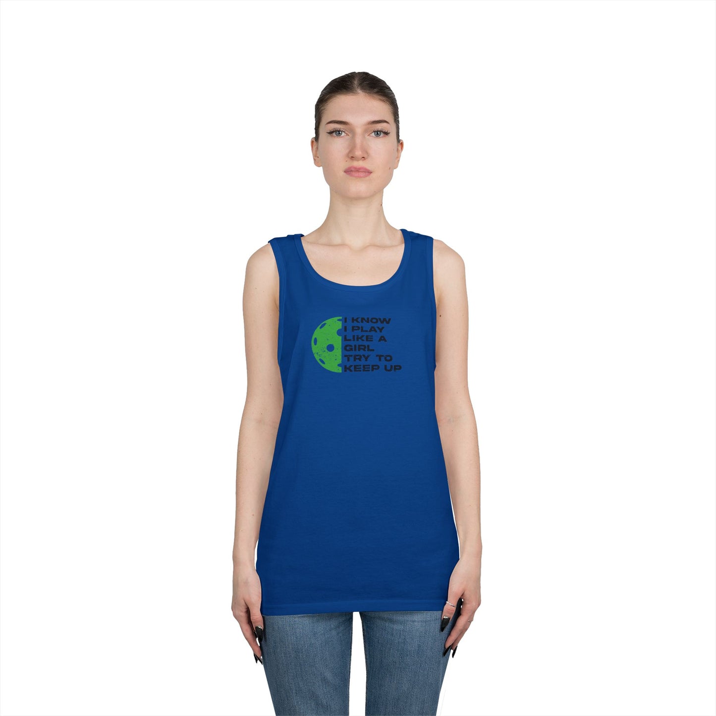 Women's Durable Pickleball Tank Top - Play Like a Girl Try to Keep Up