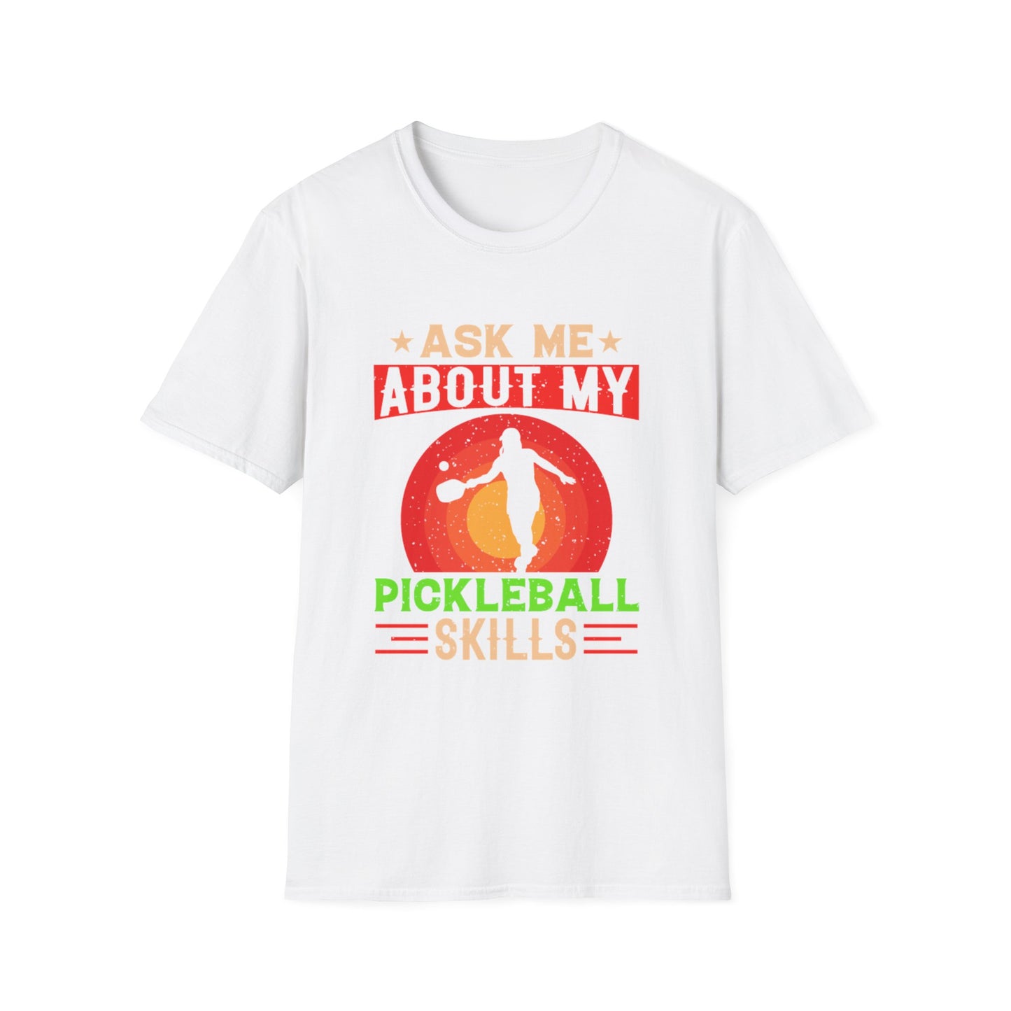 Men's Funny Pickleball T-Shirt - Ask Me About My Pickleball Skills Retro White