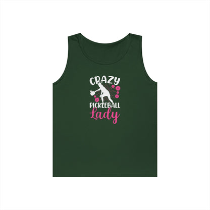 Women's Quirky Pickleball Tank Top - Crazy Pickleball Lady Green