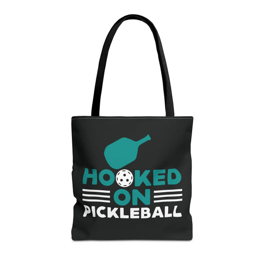Pickleball Bold Tote Bag - Hooked on Pickleball Black