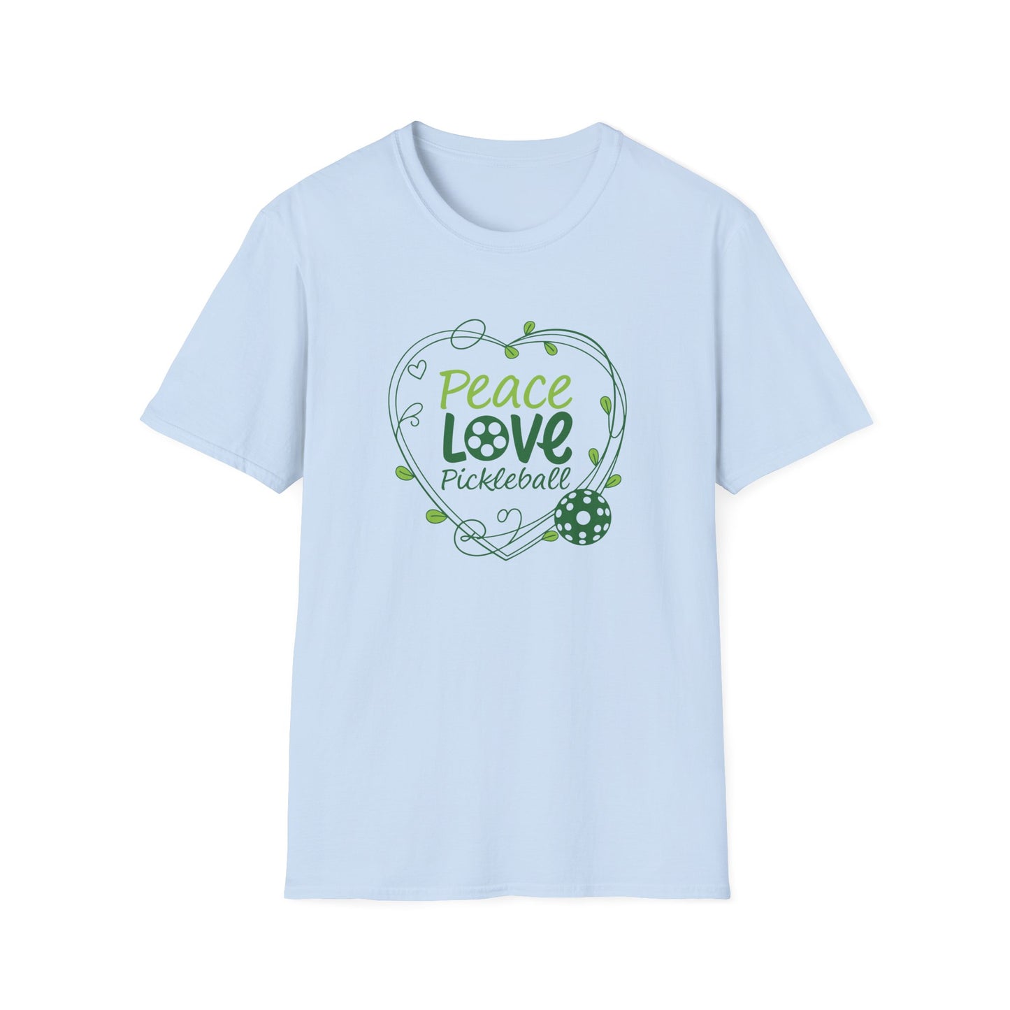 Women's Stylish Pickleball T-shirt - Peace Love Pickleball Blue
