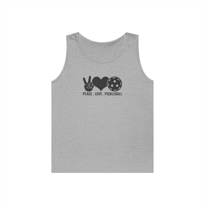 Men's Sporty Pickleball Tank Top - Peace, Love, Pickleball Gray