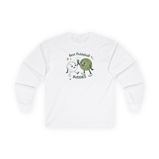 Men's Cute Pickleball Long Sleeves top - Best Pickleball Buddies White