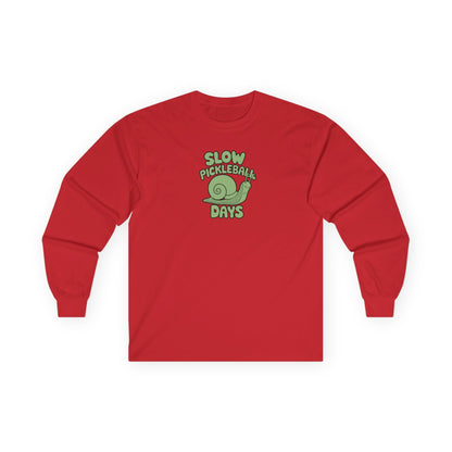 Men's Lightweight Pickleball Long Sleeves top - Slow Pickleball Days Red
