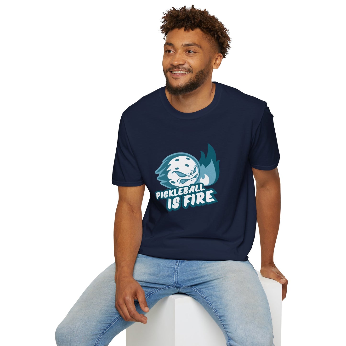 Men's Pickleball T-Shirt - Pickleball Is Fire Navy