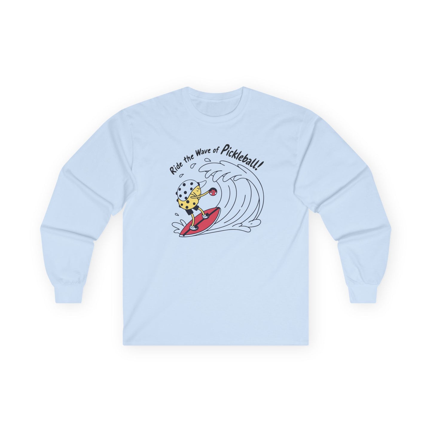 Men's Fun Pickleball Long Sleeves top - Ride the Wave of Pickleball Blue