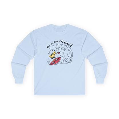 Men's Fun Pickleball Long Sleeves top - Ride the Wave of Pickleball Blue