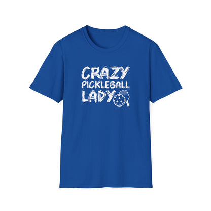 Women's Unique Pickleball T-shirt - Crazy Pickleball Lady Royal