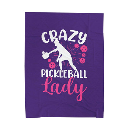 Pickleball Stylish Blanket - Crazy Pickleball Lady Purple