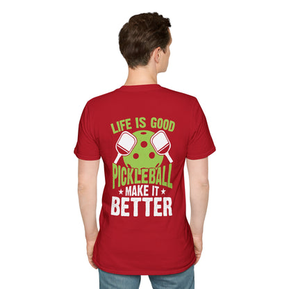 Men's Pickleball T-shirt - Life Is Good Pickleball Make It Better