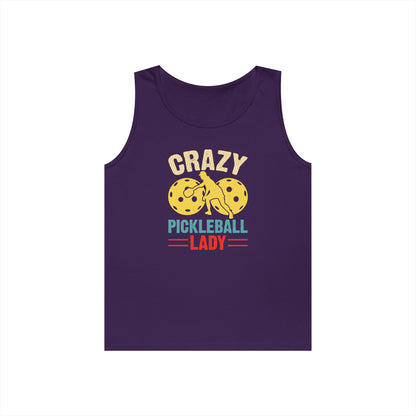 Women's Soft Pickleball Tank Top - Crazy Pickleball Lady Purple