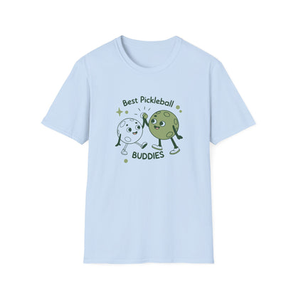 Women's Colorful Pickleball T-shirt - Best Pickleball Buddies Blue
