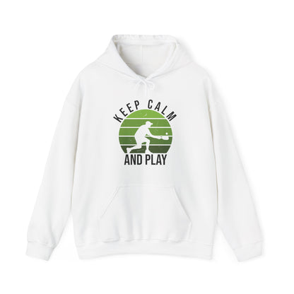 Men's Comfy Pickleball Hoodie - Keep Calm and Play White