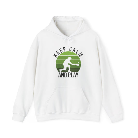 Men's Comfy Pickleball Hoodie - Keep Calm and Play White