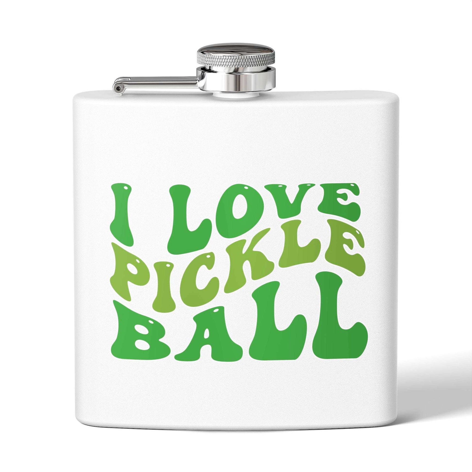 Pickleball Cute Flask - I Love Pickleball White