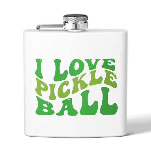 Pickleball Cute Flask - I Love Pickleball White