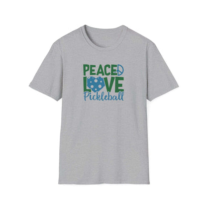 Women's Durable Pickleball T-shirt - Peace, Love, Pickleball Gray