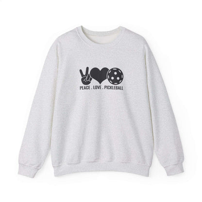 Men's Comfy Pickleball Sweatshirt - Peace, Love, Pickleball Gray