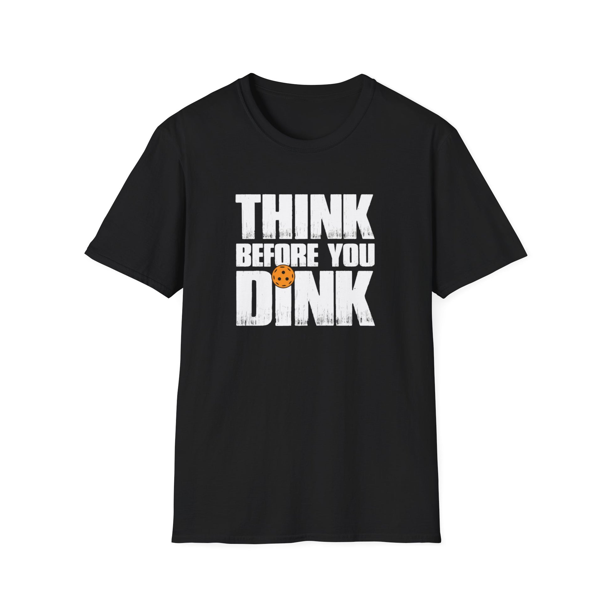 Men's Soft Pickleball T-shirt - Think Before You Dink Black