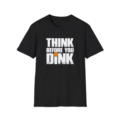 Men's Soft Pickleball T-shirt - Think Before You Dink Black
