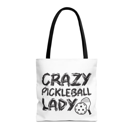 Pickleball Hilarious Tote Bag - Crazy Pickleball Lady Black
