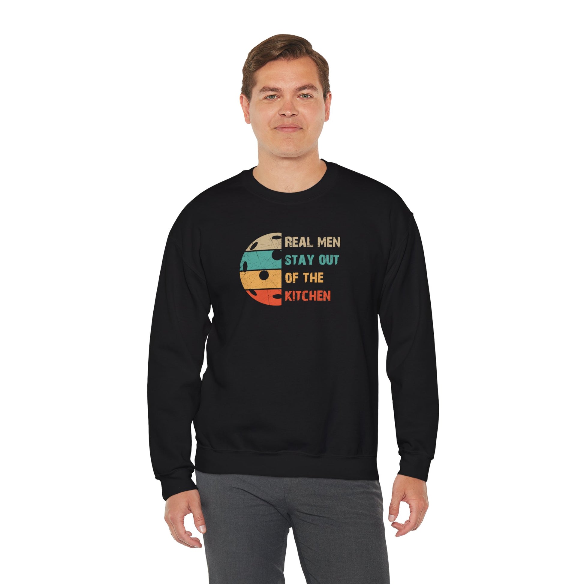 Men's Pickleball Sweatshirt - Real Men Stay Out of the Kitchen Retro