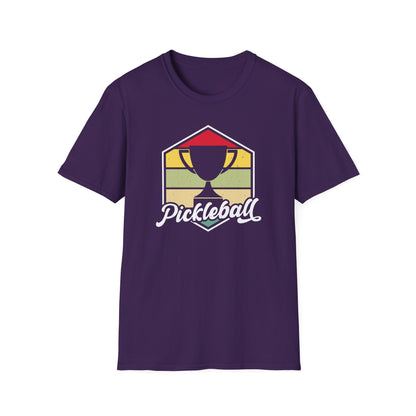 Men's Eye-Catching Pickleball T-shirt - Pickleball Retro Purple