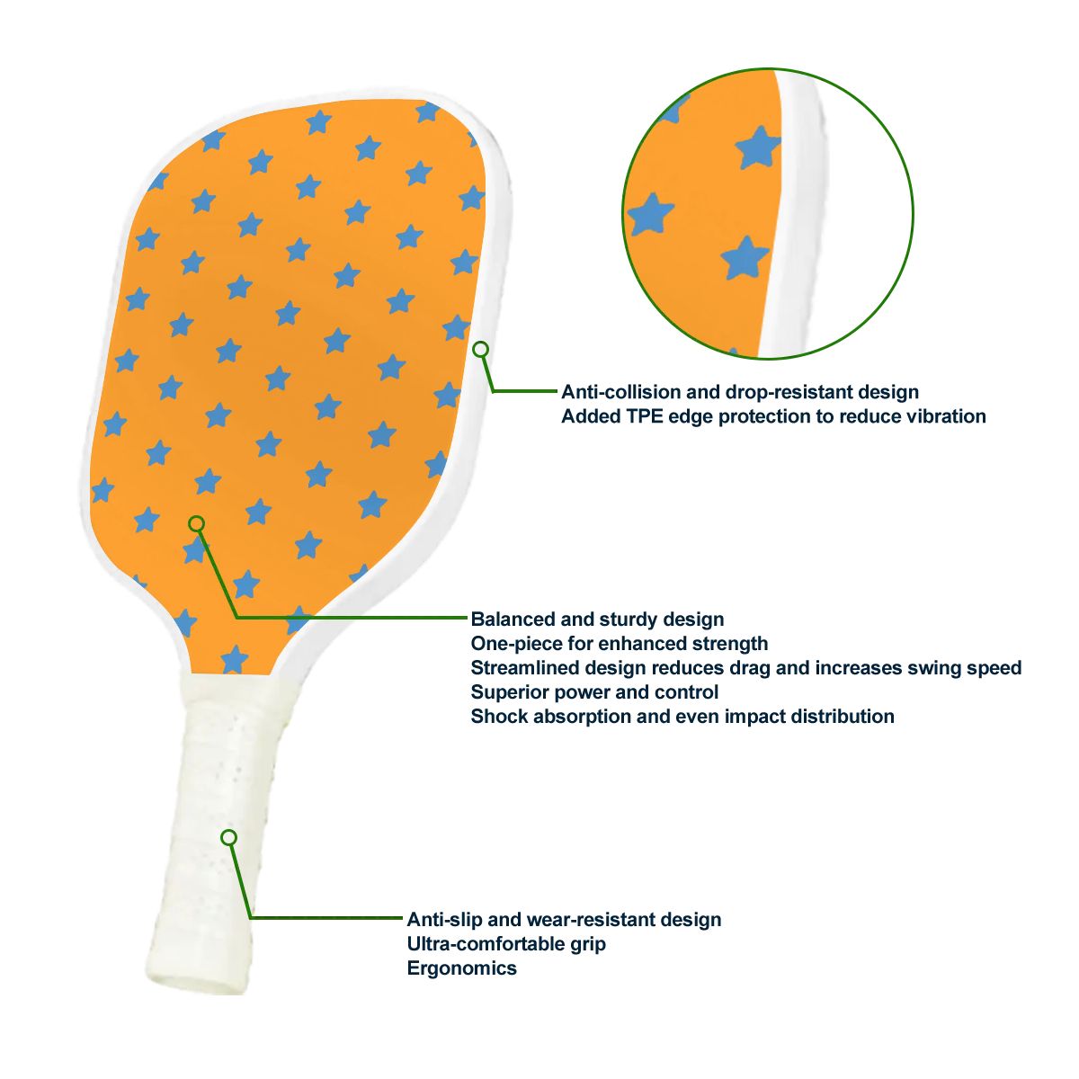 Pickleball Vibrant Paddle - Star