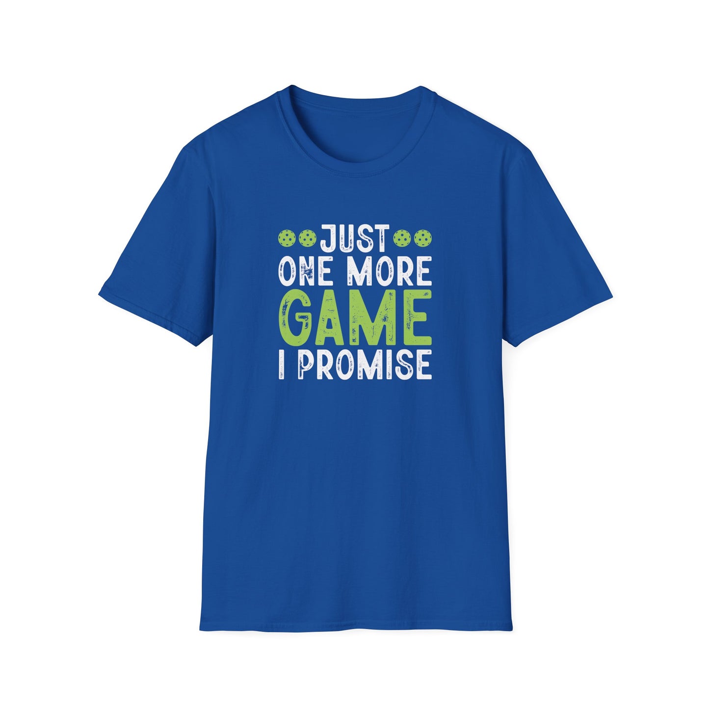 Men's Comfy Pickleball T-shirt - Just One More Game I Promise Royal