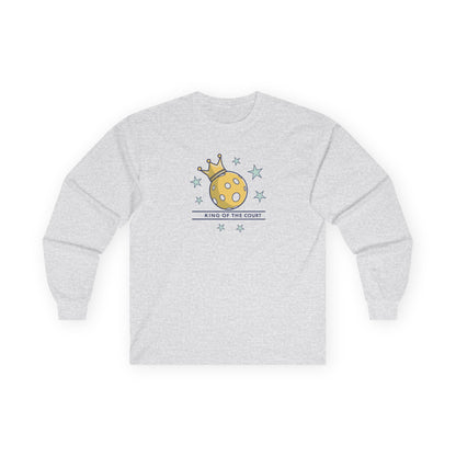 Men's Cute Pickleball Long Sleeves top - King of the Court Grey