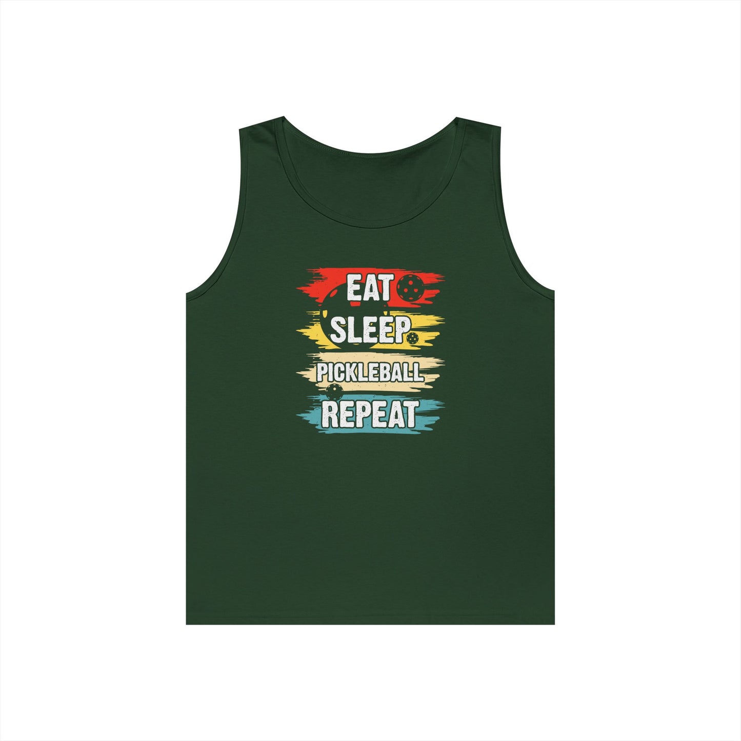 Men's Cool Pickleball Tank Top - Eat Sleep Pickleball Repeat Retro Green