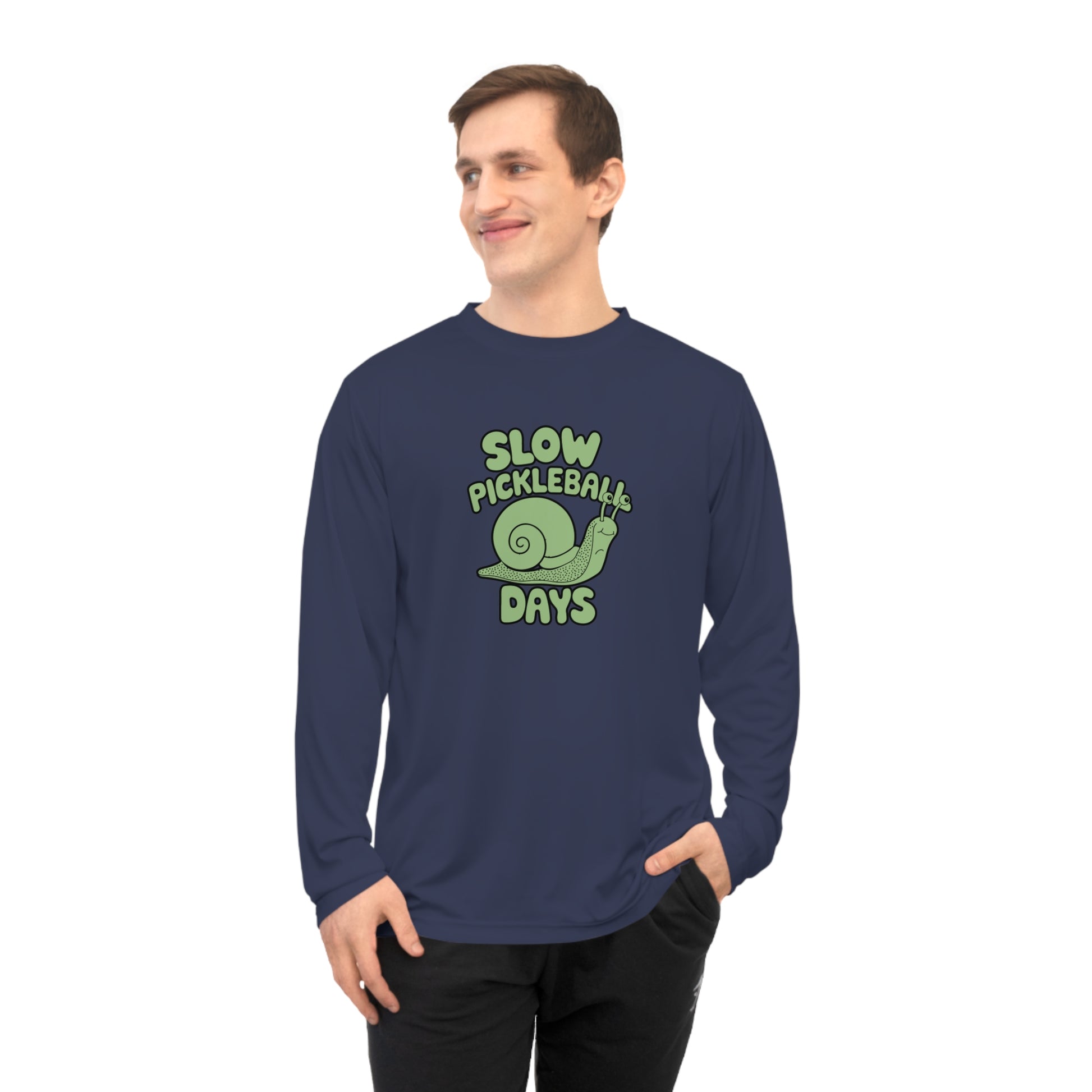 Men's Eye-Catching Pickleball Long Sleeves top - Slow Pickleball Days