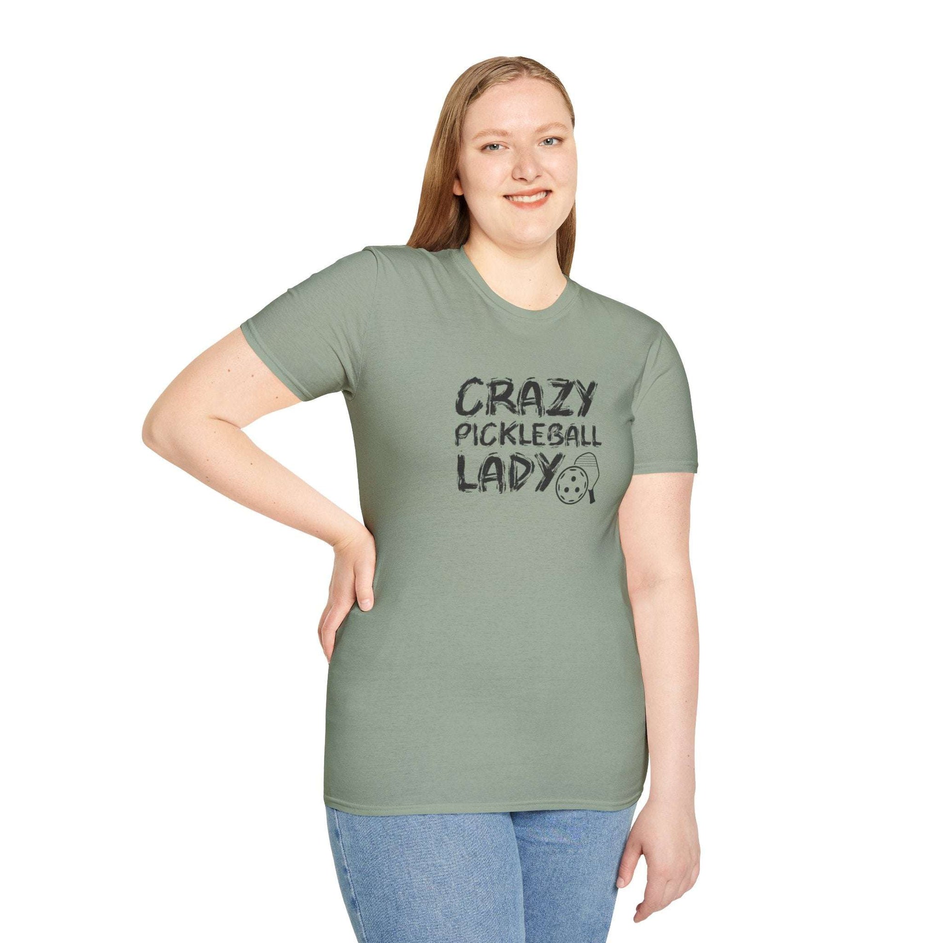 Women's Funny Pickleball T-shirt - Crazy Pickleball Lady