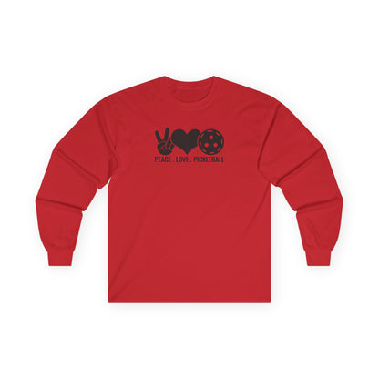 Men's Funny Pickleball Long Sleeves Top - Peace, Love, Pickleball S