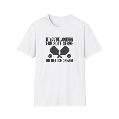 Men's Witty Pickleball T-shirt - Looking for Soft Serve? Get Ice Cream White